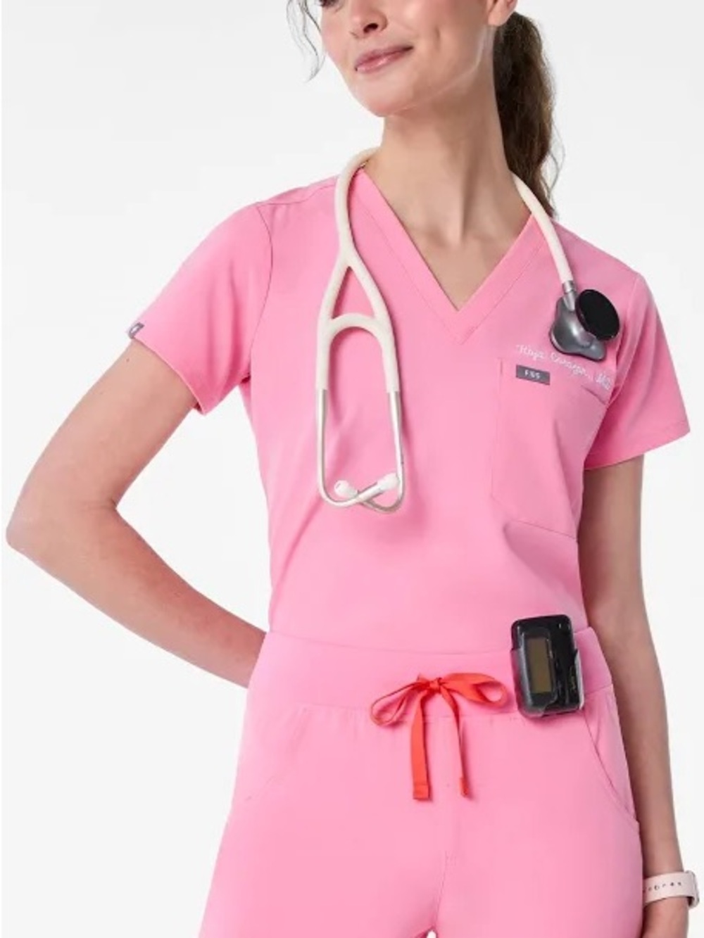 Sunrise Pink Catarina - One-Pocket Scrub Top Size Small NWT